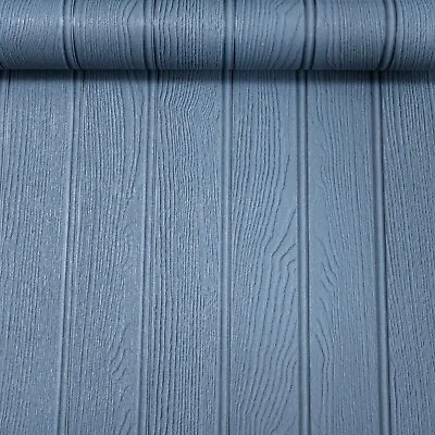 Navy Faux Effect Wallpaper Tongue & Groove Style Painted Effect Wooden Panels • £8.96