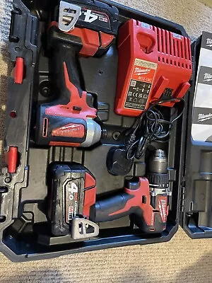 Milwaukee M18cblpp2f-402c Compact Brushless Combi And Impact Driver Twin 2x4.0ah • £272