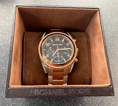 Michael Kors Blair MK6093 Rose Gold/Steel/Black Chronograph Watch With Box • $69.45