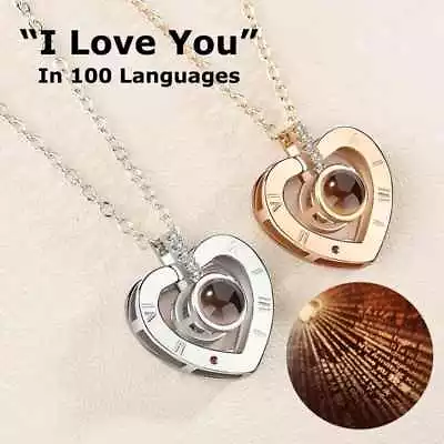 Projection 100 Languages I Love You Charm Pendant Necklace Valentine's Day Gift • £4.99