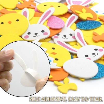 £3.84 • Buy 60Pcs EVA Foam Easter Stickers Bunnies Eggs Chicks Gift Labels Kids Craft Bonnet