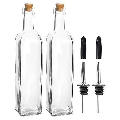 £12.99 • Buy 2x Olive Oil Pourer Bottles With Cork Lids Vinegar Drizzler Dispenser 500ml