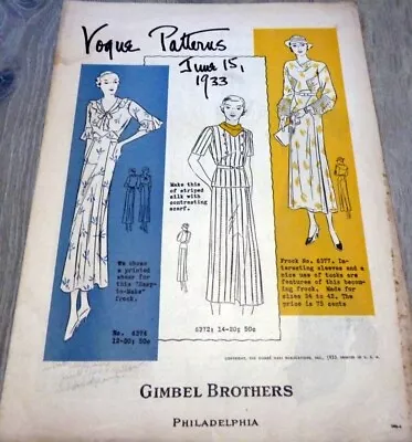 RARE VTG 1930s VOGUE PATTERNS CATALOG 1933 • $19.99