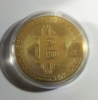Bitcoin 39 Mm Collectible 1 Oz Coin Finished In 999 24 Karat Gold  In Capsule • $17