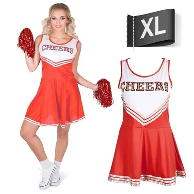 CHEERLEADER FANCY DRESS OUTFIT High School Dance Uniform Musical Costume Pompom • £11.05