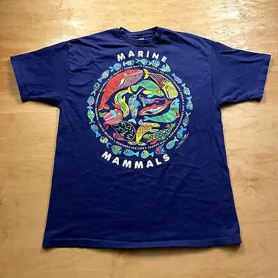 Vintage Marine Mammals Ocean Life Blue XL Short Sleeve 90's VTG T-Shirt • $17.99