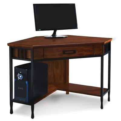 Bowery Hill Hardwood Corner Computer Desk/Writing Desk In Mission Oak • $404