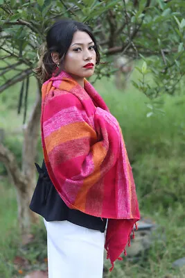 Pink Orange Mix Colors Yak Wool Shawl • $28.99