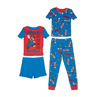 Super Mario Bros. Power-Up 4-Piece Boys Pajama Set Multi-Color • $27.98