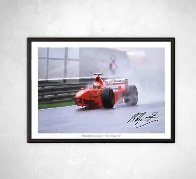 Michael Schumacher Signed Print Photo Belgian Gp 1998 Ferrari Framed Gift • $31.10