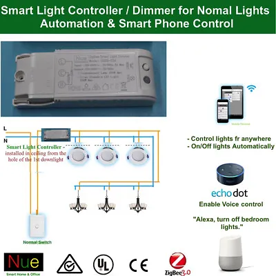 $50 • Buy Smart Light Controller / Dimmer For Google Home Mini Echo Alexa Voice Control