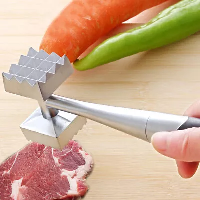 Stainless Steel Kitchen Beef Chicken Metal Hammer Meat Mallet Tenderizer Tools • £9.99