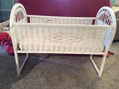 $45 • Buy Vintage Wicker Baby Bassinet-baby Furniture,shower Gift,can't Be Shipped