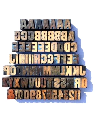 £60 • Buy Letterpress WOOD 1  BOLD Alphabet + Numbers 79pcs **Wonderful Patina**