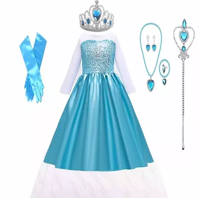 Toddler Princess Elsa Anna Frozen Role Cosplay Girls Dress Wedding Birthday Gift • $16.99