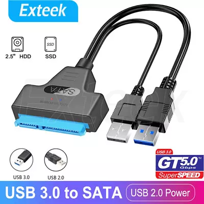 USB 3.0 2.0 To SATA 2.5  Hard Drive HDD SSD Adapter Converter Cable 22Pin UASP • $8.95