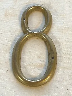 Vintage Brass Number  8  ~ House Or Lucky Number ~ 2 Sm Holes For Mounting • $8.54