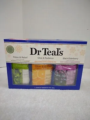 Dr Teals Relax Relief Glow Radiance Elderberry Epsom Salt Bath Body Wash 3pc Set • £19.45
