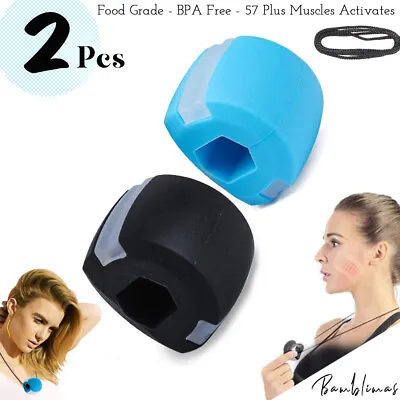 2pcs Jaw Exerciser Chew Jawline Fitness Ball For Exercises Facial Muscles NEW • £7.95