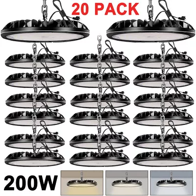 20 Pack 200W UFO LED High Bay Light Shop Light Factory Warehouse Commercial Lamp • $359.99