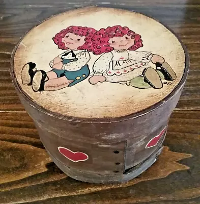 Vintage Round Wooden Hand Painted Pantry Band Box • $64.99