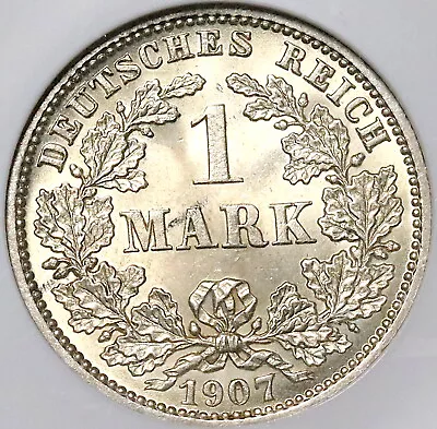 1907-J NGC MS 64 Germany 1 Mark Scarce Hamburg Silver Coin POP 2/2 (22010704C) • $275