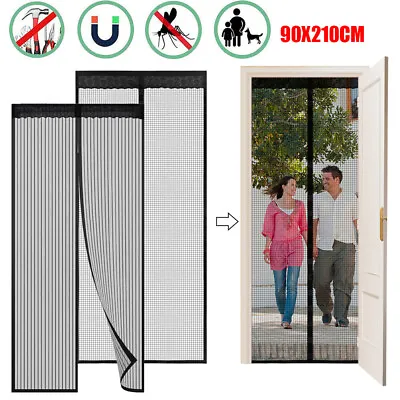 Magnetic Curtain Door Mesh Fastening Mosquito Fly Bug Insect Net Screen UK Stock • £8.92