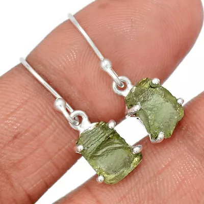 Natural Genuine Czech Moldavite 925 Sterling Silver Earrings Jewelry CE20747 • $3.25