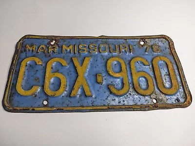 1976 Missouri License Plate Blue And Yellow C6X-960 With Patina • $7.50