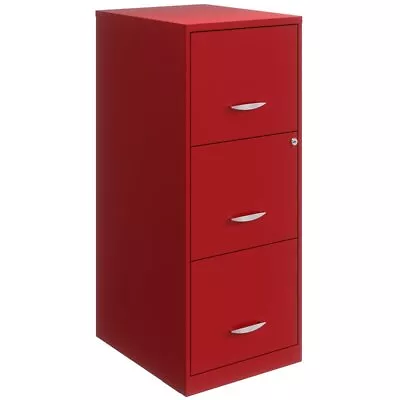 Space Solutions 3 Drawer Metal Vertical File Cabinet With Lock Lava Red • $136.65