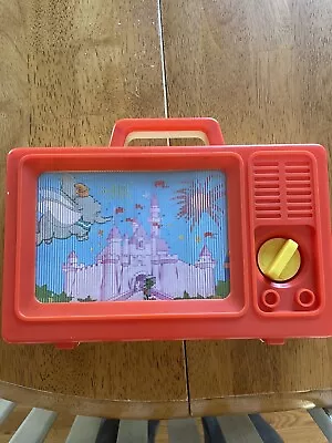 Vintage IDEAL Disney Castle Mickey Mouse Plastic Musical TV Wind Up Box • $12