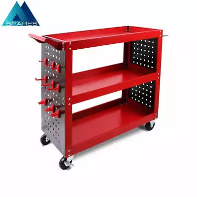 Red 3-Tier Tool Cart Storage Trolley Toolbox Workshop Garage Organiser 150kg Red • $84.95