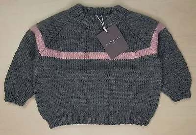 Baby Sweater Grey/Pink Designer Baby Clothing Fantastic Quality Merino Wool • $23.30