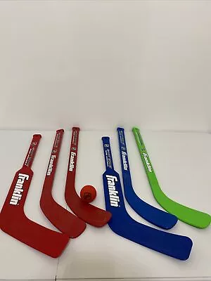 Lot: 6 Franklin Shot-Zone NHL 20” Mini Hockey Sticks Goalie Red Blue Green Puck • $29.99