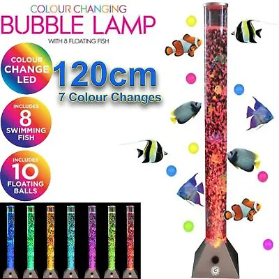 £64.95 • Buy 🔥Extra Large 120cm Colour Changing LED Sensory Bubble Tube Lamp Mood Fish Water