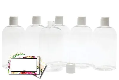 8 Oz Empty Refillable Plastic Bottles White Disc Top 6 Pack Floral Labels • $19.98