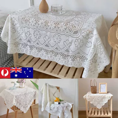 $14.11 • Buy Square Vintage Embroidered Tablecloth Lace Dining Table Cloth Cover Wedding Home