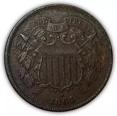 1864 Two Cent Piece Almost Uncirculated AU Coin Corrosion #6513 • $39.95