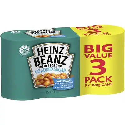 Heinz Baked Beans In Tomato Sauce No Sugar Can 300g X 3 Cans • $16