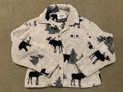 VINTAGE Arctic Image Jacket Women’s M Gray Fleece Alaska Moose 90s Thick • $42