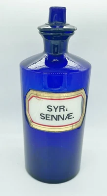£69.95 • Buy Vintage / Antique Cobalt Blue Apothercary Chemist Medicine Bottle  *glass Label*