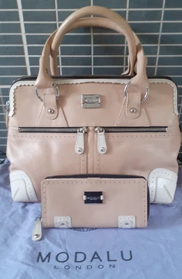 £79.99 • Buy Modalu Pippa Brogue Two Tone Leather Tote Grab Bag & Purse In Nude & Cream