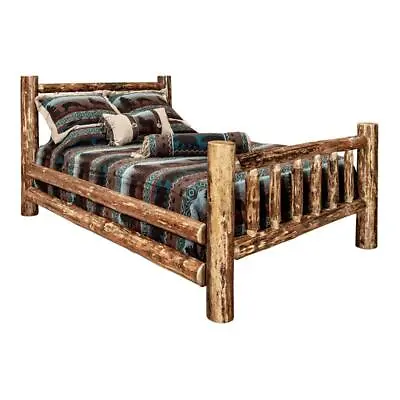 Montana Woodworks Glacier Country Wood Full Log Bed In Brown Lacquered • $1193.99