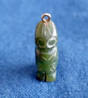 $14.99 • Buy Vintage Carved Jade Owl Pendant Green Bird Primitive