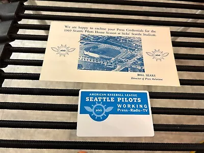 Original 1969 SEATTLE PILOTS Plastic WORKING PRESS RADIO TV PASS With BACKING • $1.25