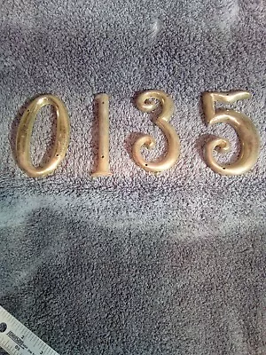 NOS SOLID BRASS House Door Mailbox Gate NUMBERS 2-7/8  TALL 0 1 3 5 Many • $3