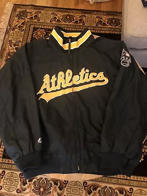 Vintage Majestic Oakland Athletics A's Dugout Jacket Mens XXL 2XL Fleece Lined • $65