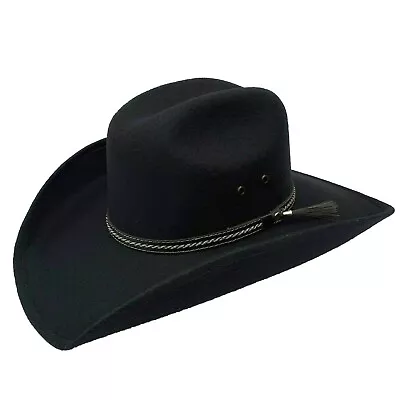 Men's Faux Felt Western Cowboy Tejana Sombrero Vaquero Mexican Hat Black • $35.99