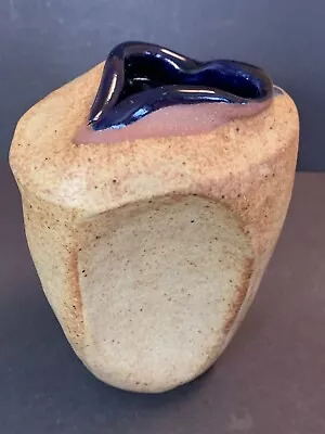 Martha Cook Signed Pinch Vase Studio Pottery Atlanta GA  Cobalt Glaze Interior • $48.75