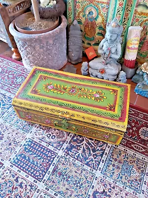 Indian Vintage Hand Painted Iron Storage Trunk/table/didsplay • £69.99
